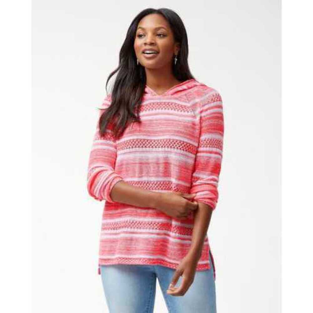 Tommy Bahama Women's Anacapa Marled Linen Blend Hoodie Pink Size XS $189